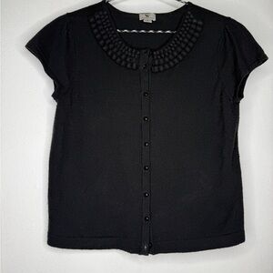Worthington Black Button-Down Shirt with Textured Collar